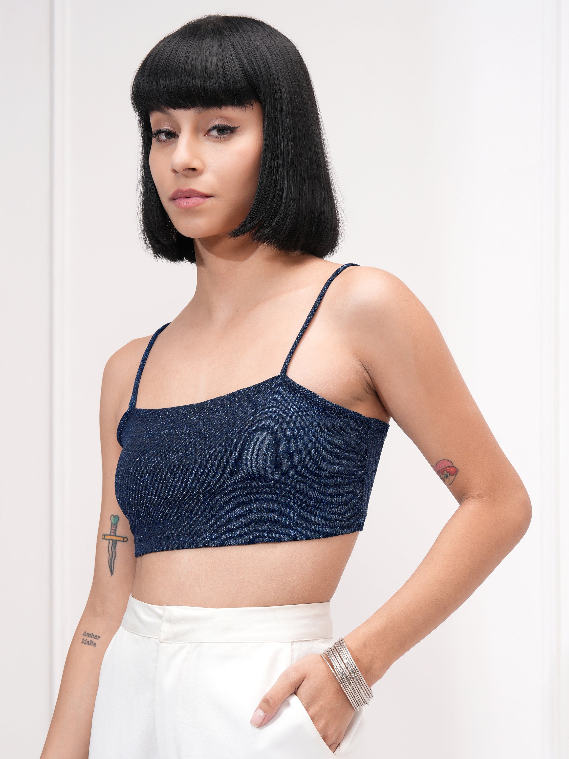 Tokyo Talkies Women Black Self Design Bralette Top - Black - Image 4