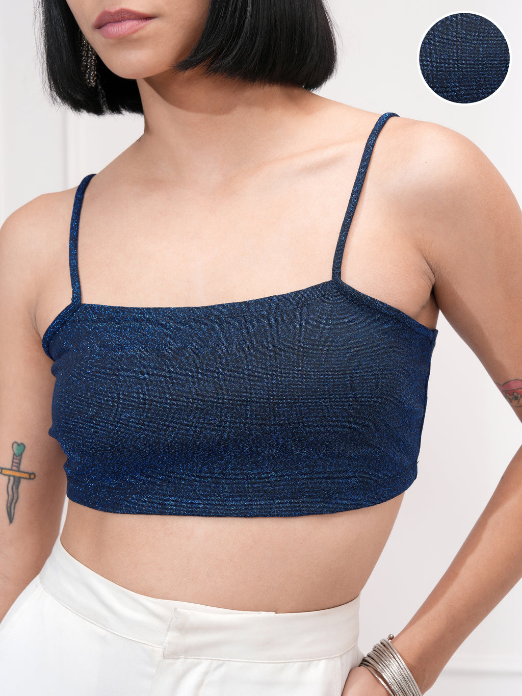Tokyo Talkies Women Black Self Design Bralette Top - Black - Image 5