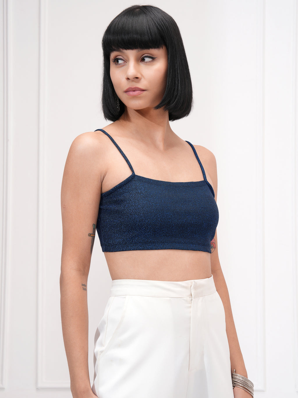 Tokyo Talkies Women Black Self Design Bralette Top - Black - Image 6