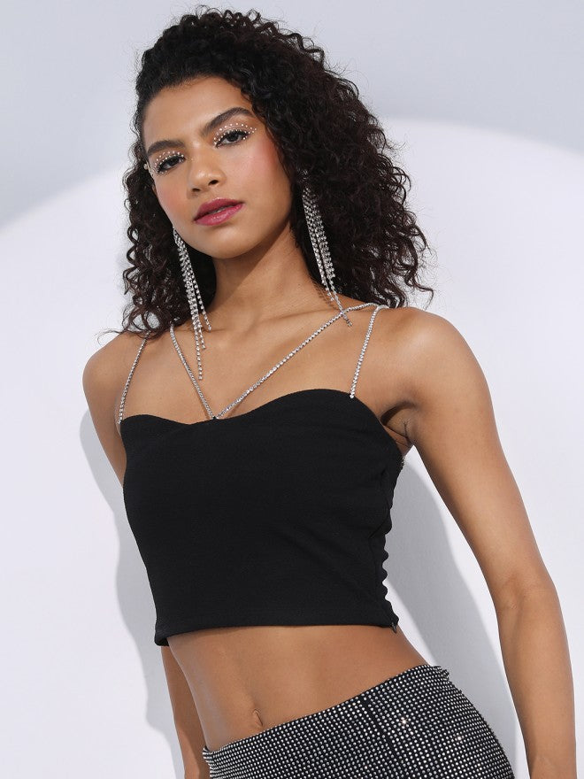 Tokyo Talkies Women Black Solid Bralette Top - Black - Image 5