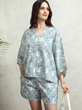 Tokyo Talkies Women Blue Printed Regular Top - Blue - Image 1