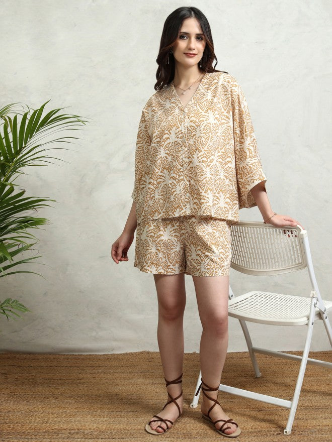 Tokyo Talkies Women Brown Printed Regular Top - Brown - Image 2