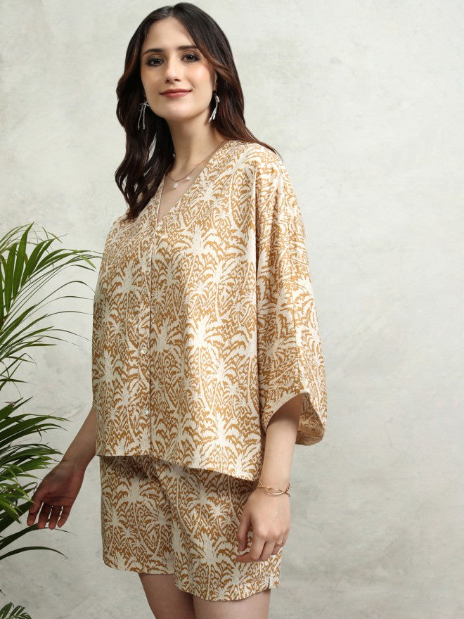 Tokyo Talkies Women Brown Printed Regular Top - Brown - Image 4