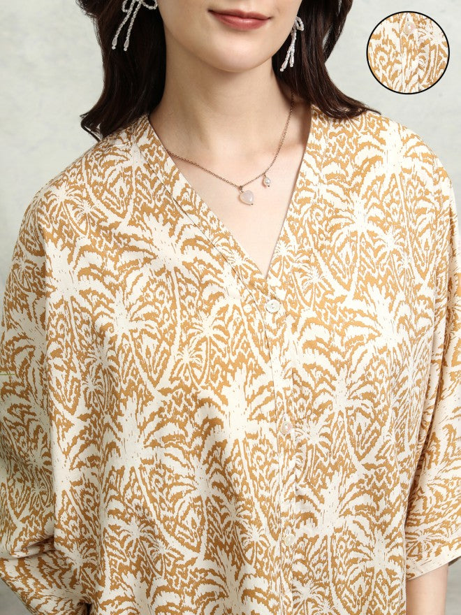 Tokyo Talkies Women Brown Printed Regular Top - Brown - Image 5