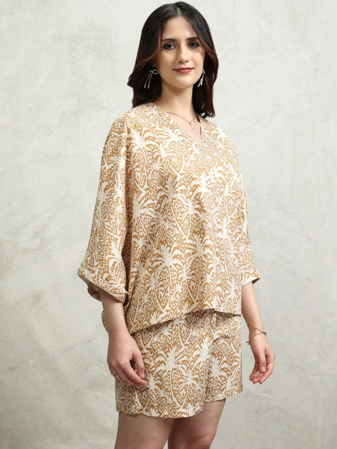 Tokyo Talkies Women Brown Printed Regular Top - Brown - Image 6