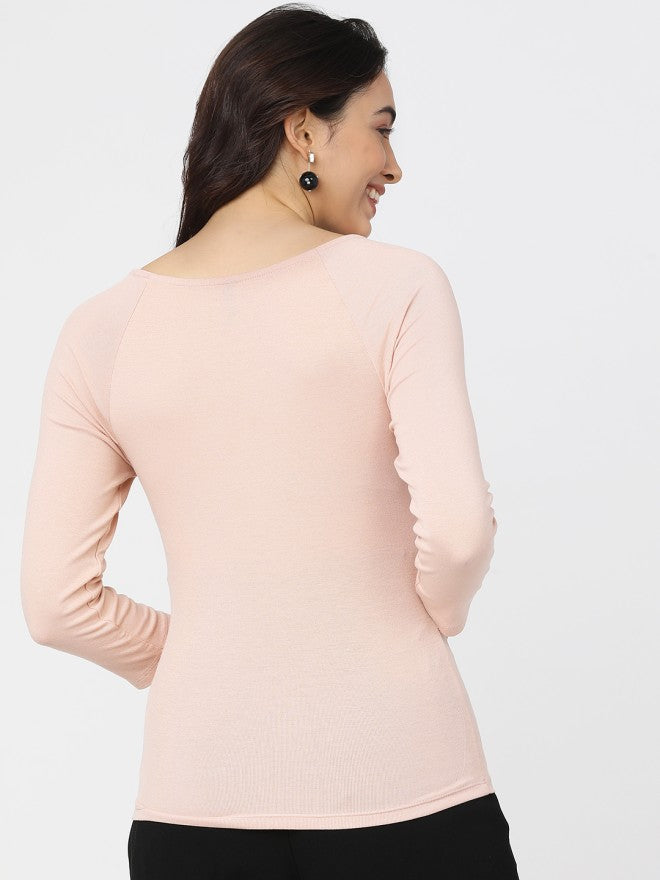 Tokyo Talkies Women Pink Solid Fitted Top - Pink - Image 2