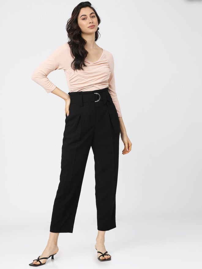 Tokyo Talkies Women Pink Solid Fitted Top - Pink - Image 4