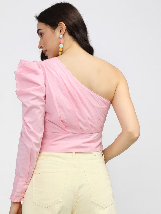 Tokyo Talkies Women Pink Solid Regular Top - Pink - Image 2