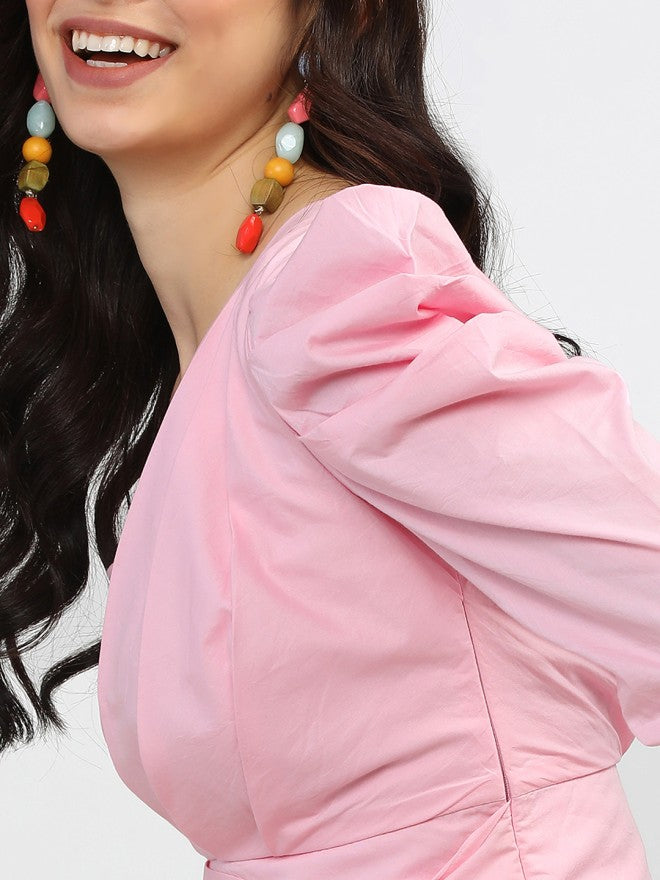 Tokyo Talkies Women Pink Solid Regular Top - Pink - Image 3