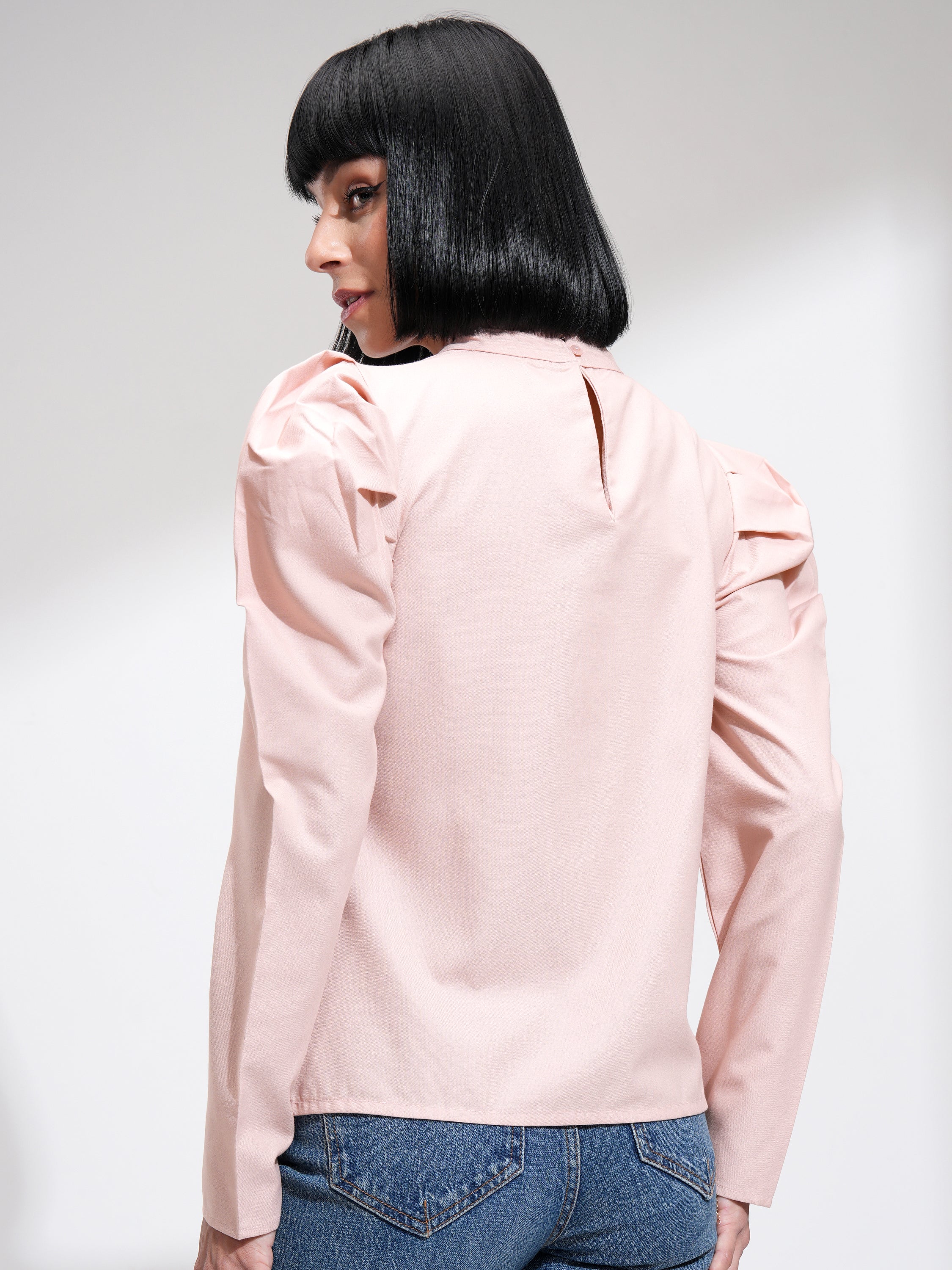 Tokyo Talkies Women Peach Solid Regular Top - Peach - Image 3