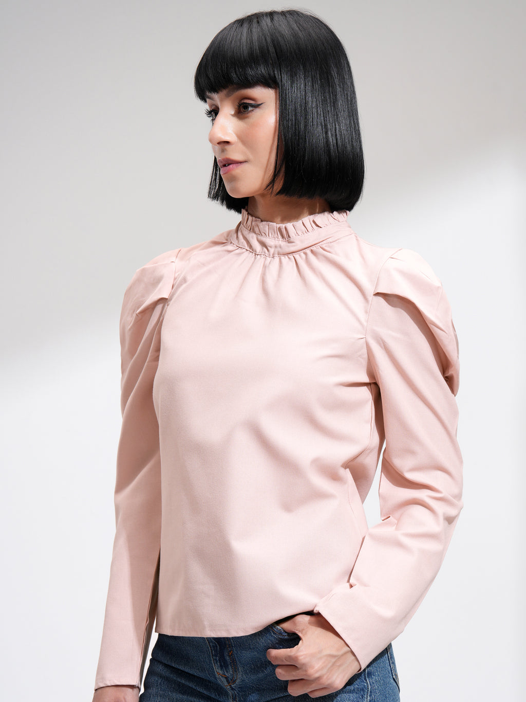 Tokyo Talkies Women Peach Solid Regular Top - Peach - Image 4
