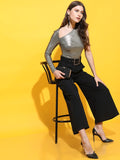 Tokyo Talkies Women Gold Solid Fitted Top - Gold - Image 1