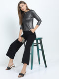 Tokyo Talkies Women Black Solid Fitted Top - Black - Image 1