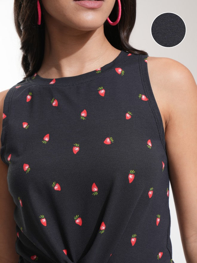 Tokyo Talkies Women Black Printed Regular Top - Black - Image 5