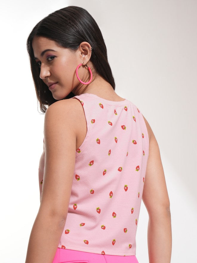 Tokyo Talkies Women Pink Printed Regular Top - Pink - Image 3