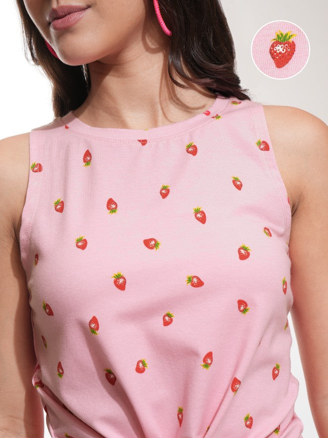 Tokyo Talkies Women Pink Printed Regular Top - Pink - Image 5