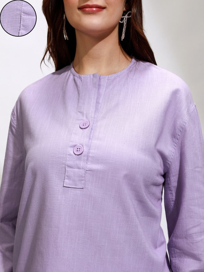 Tokyo Talkies Women Purple Solid Regular Top - Purple - Image 5