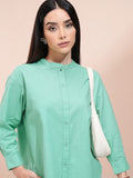 Tokyo Talkies Women Green Solid Shirt Style Top - Green - Image 1