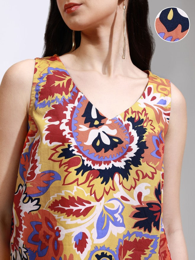 Tokyo Talkies Women Mustard Printed Regular Top - Mustard - Image 5
