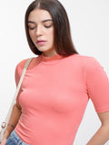Tokyo Talkies Women Pink Solid Fitted Top - Pink - Image 1