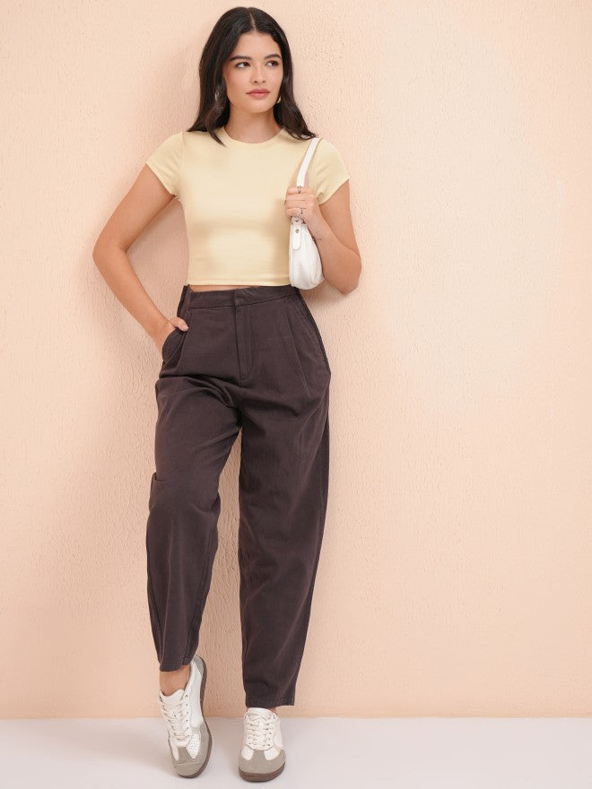 Tokyo Talkies Women Beige Solid Fitted Top - Beige - Image 2