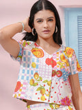 Tokyo Talkies Women White Printed Regular Top - White - Image 1