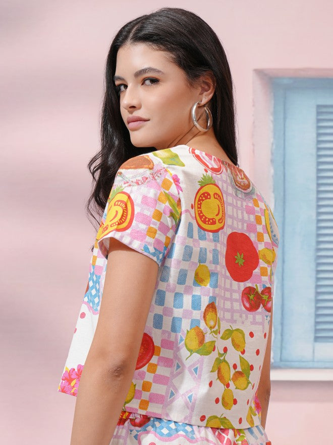 Tokyo Talkies Women White Printed Regular Top - White - Image 3