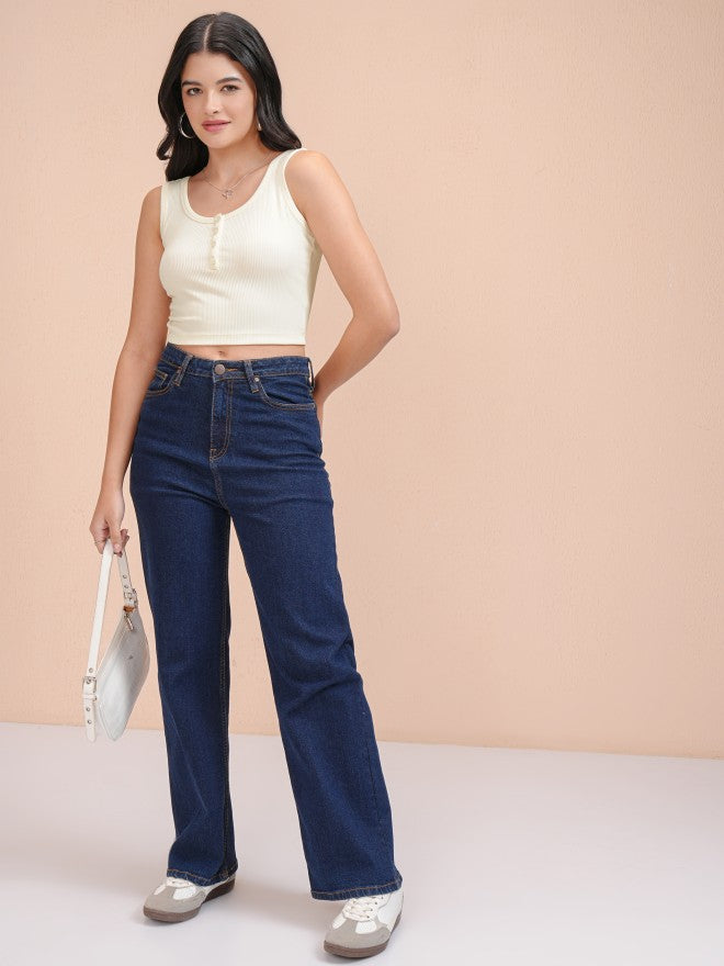 Tokyo Talkies Women Off White Solid Fitted Top - Off White - Image 2