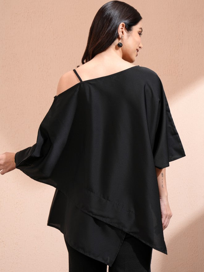 Tokyo Talkies Women Black Solid Kaftan Top - Black - Image 3