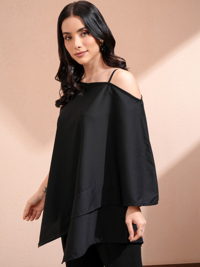 Tokyo Talkies Women Black Solid Kaftan Top - Black - Image 4