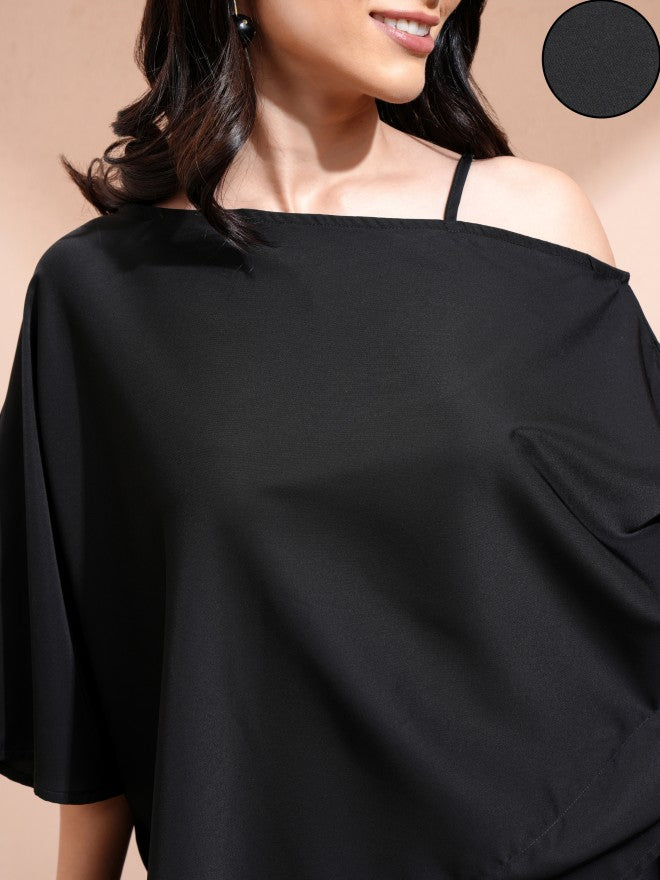 Tokyo Talkies Women Black Solid Kaftan Top - Black - Image 5