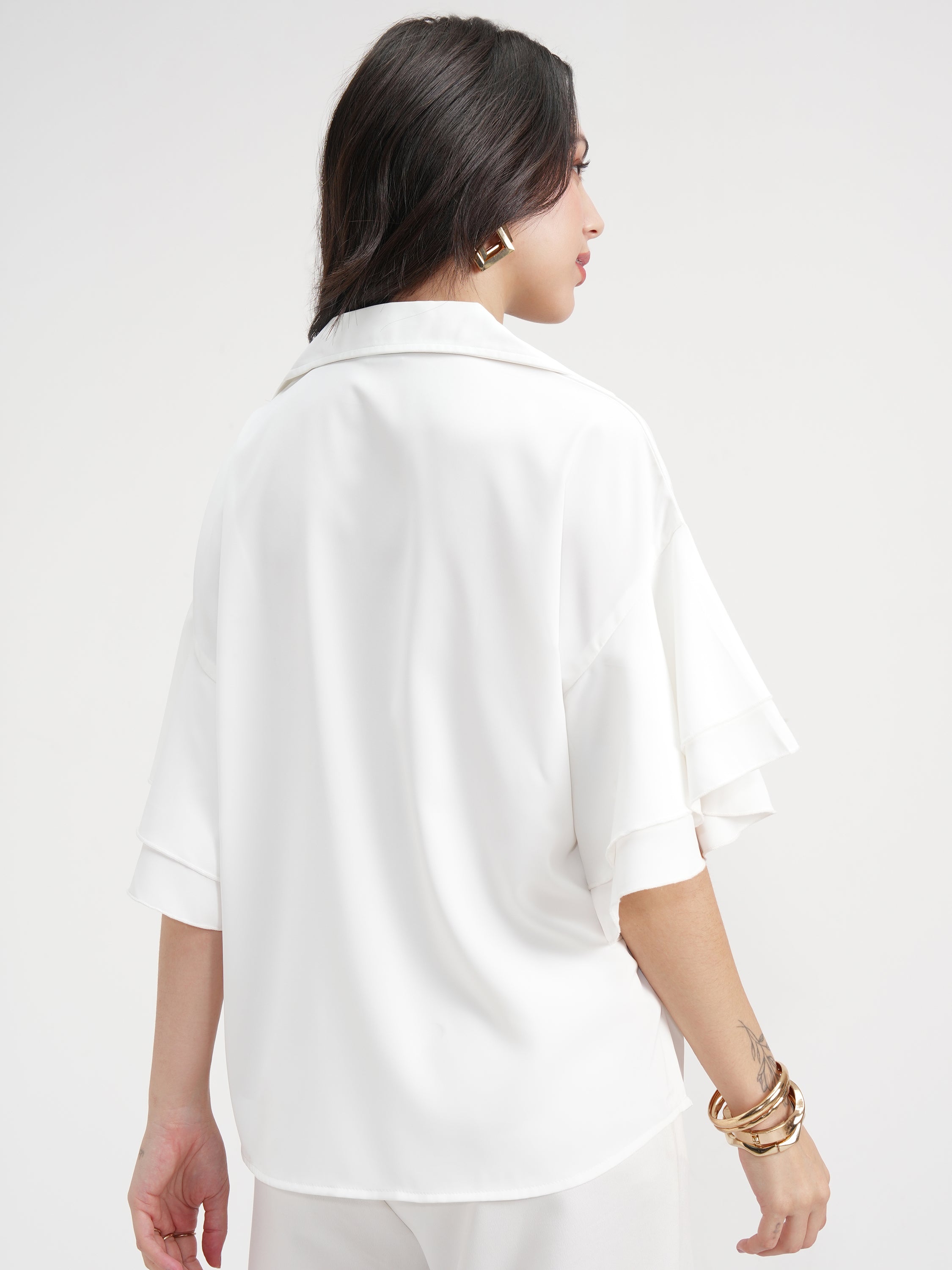 Tokyo Talkies Women White Solid Regular Top - White - Image 3