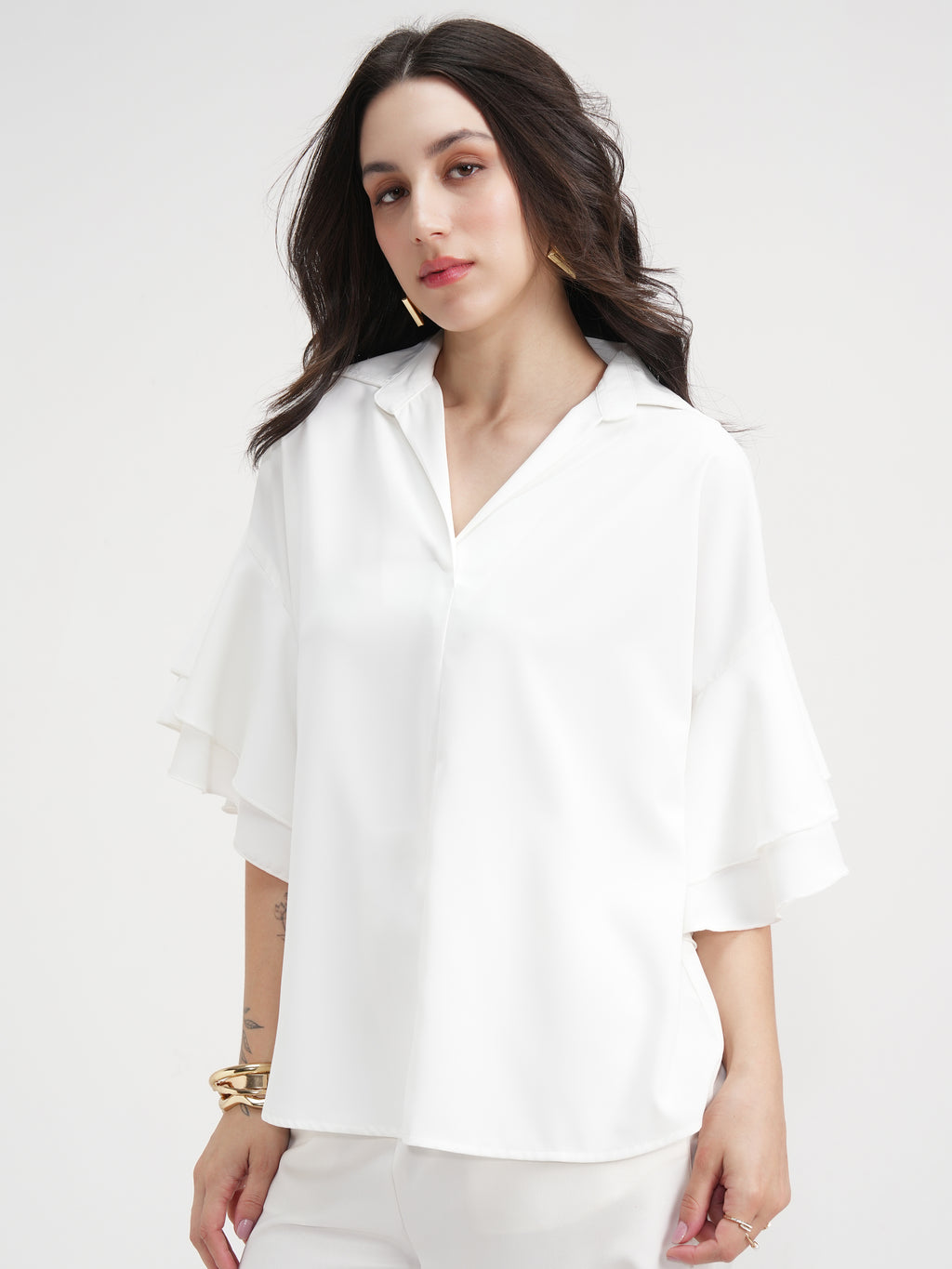 Tokyo Talkies Women White Solid Regular Top - White - Image 4