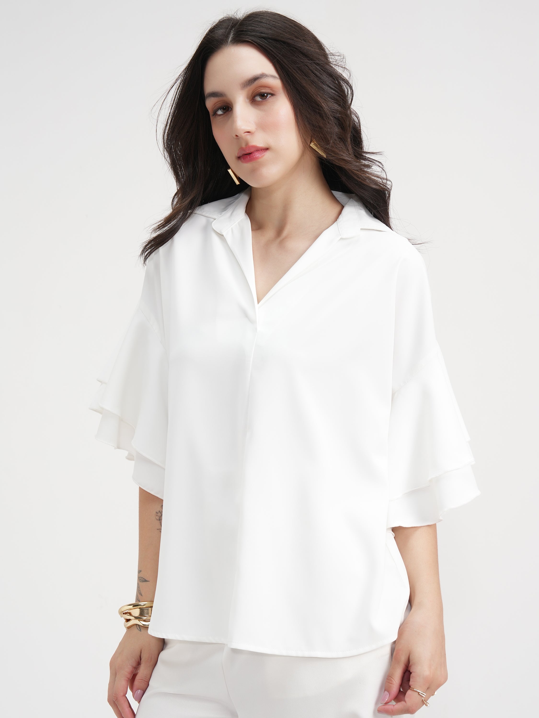 Tokyo Talkies Women White Solid Regular Top - White - Image 4