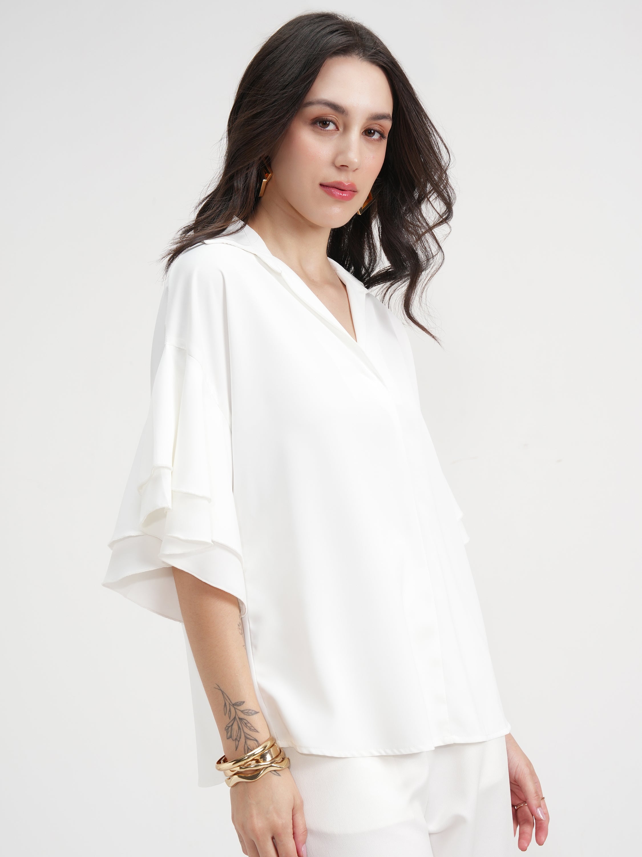 Tokyo Talkies Women White Solid Regular Top - White - Image 6