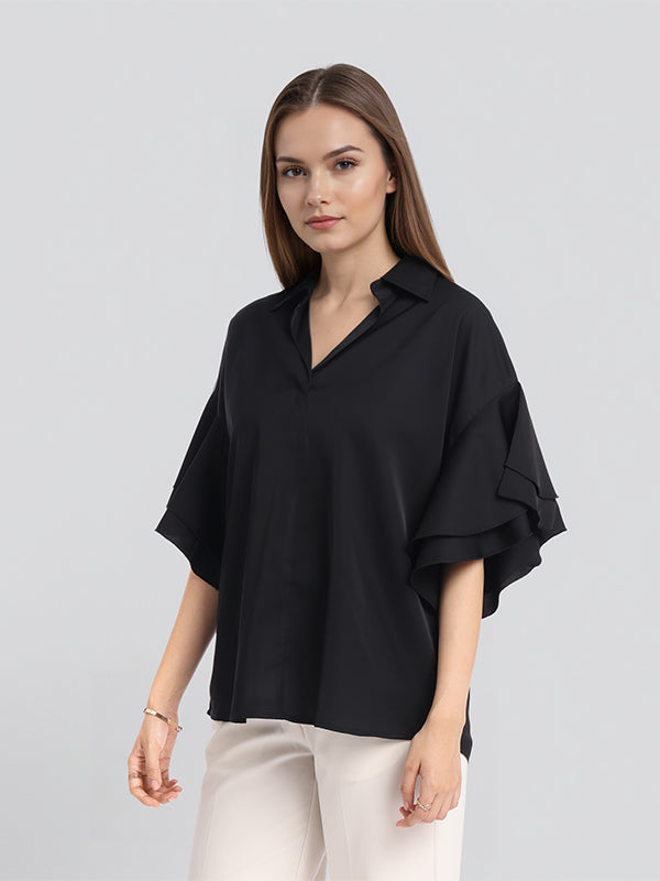 Chic By Tokyo Talkies Women Black Solid Regular Top - Black - Image 4