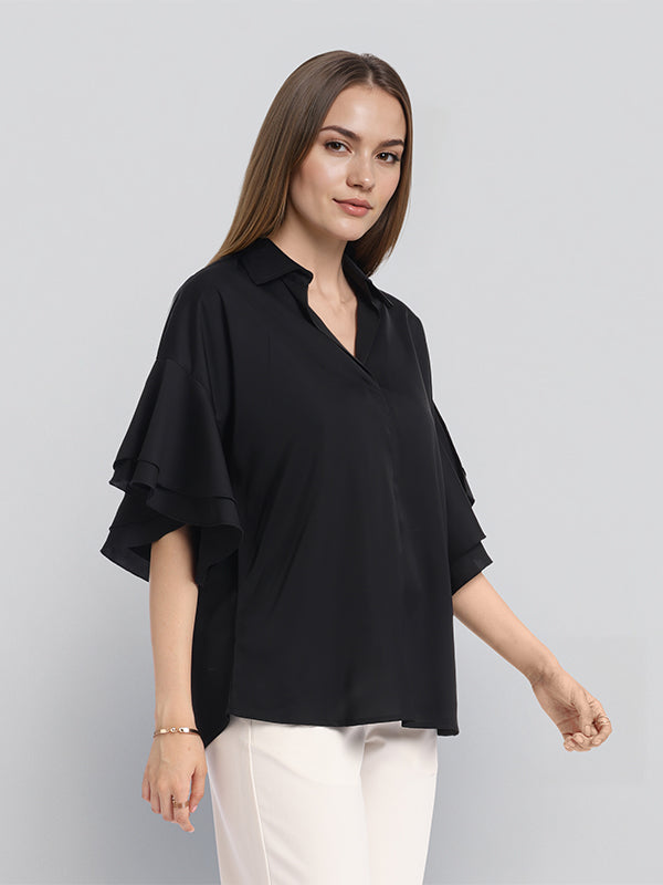 Chic By Tokyo Talkies Women Black Solid Regular Top - Black - Image 6