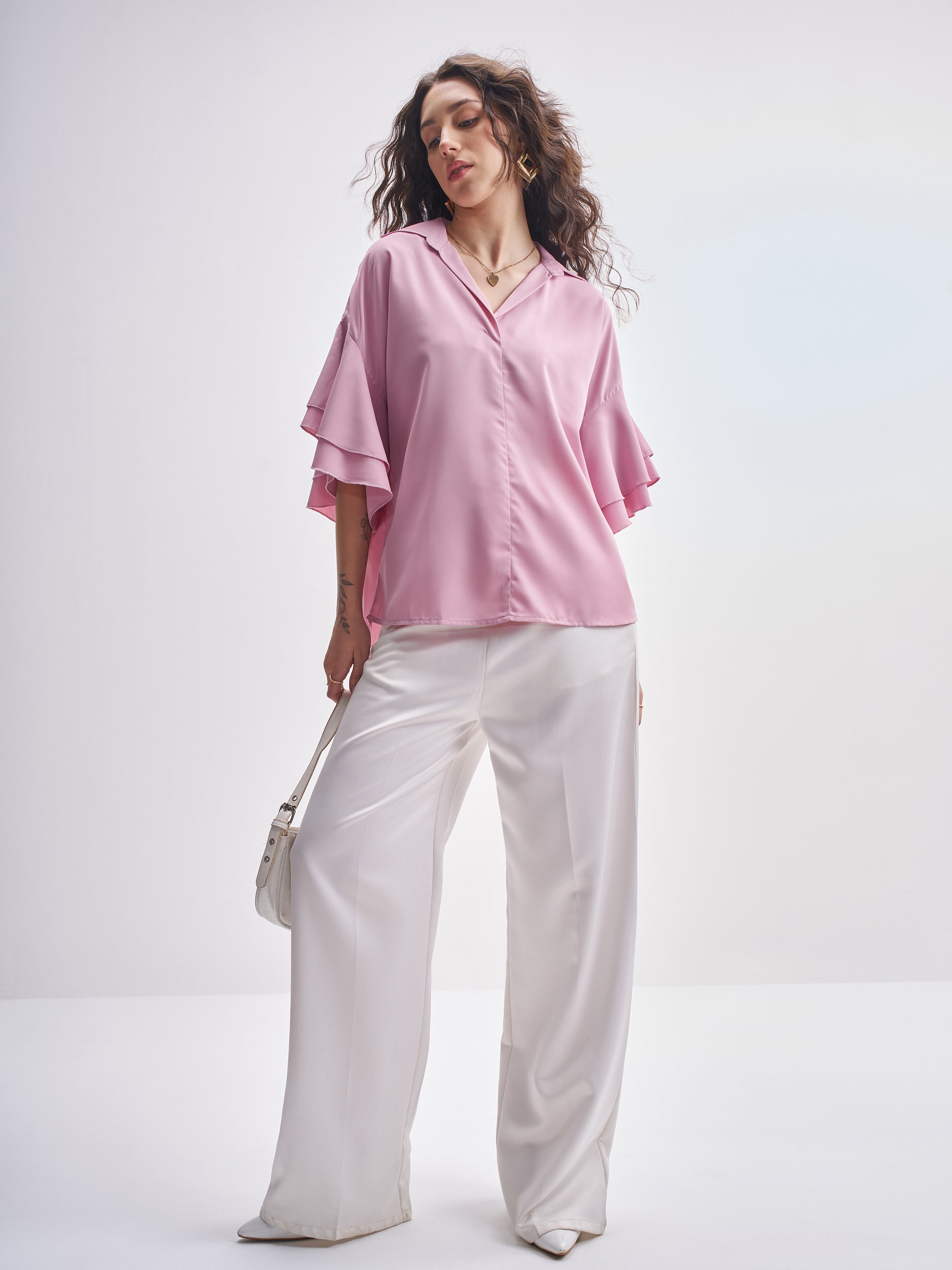 Tokyo Talkies Women Pink Solid Regular Top - Pink - Image 2