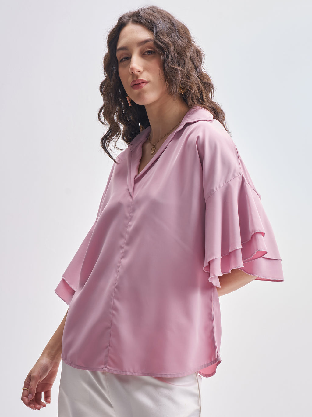 Tokyo Talkies Women Pink Solid Regular Top - Pink - Image 4