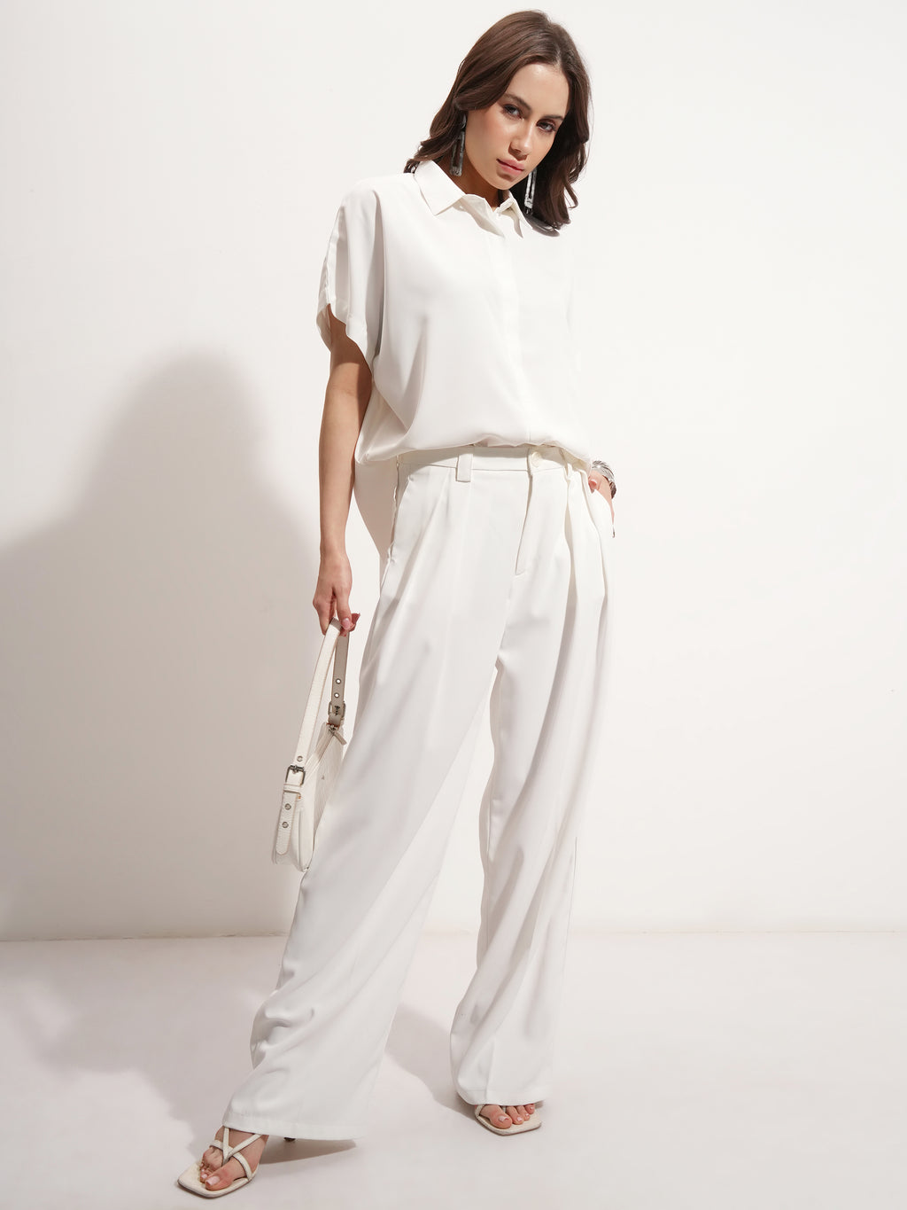 Tokyo Talkies Women Off White Solid Shirt Style Top - Off White - Image 2