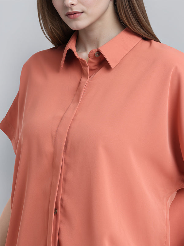 Chic By Tokyo Talkies Women Peach Solid Regular Top - Peach - Image 5