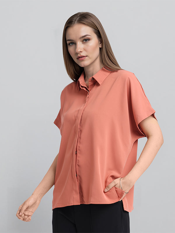 Chic By Tokyo Talkies Women Peach Solid Regular Top - Peach - Image 6