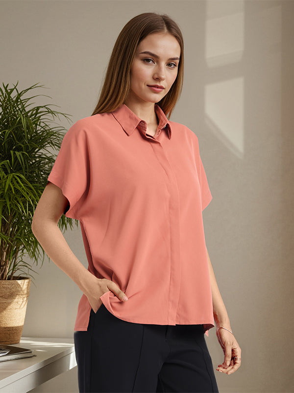 Chic By Tokyo Talkies Women Peach Solid Regular Top - Peach - Image 7