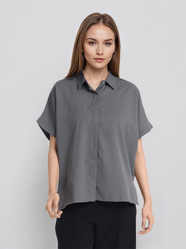 Chic By Tokyo Talkies Women Grey Solid Regular Top - Grey - Image 1