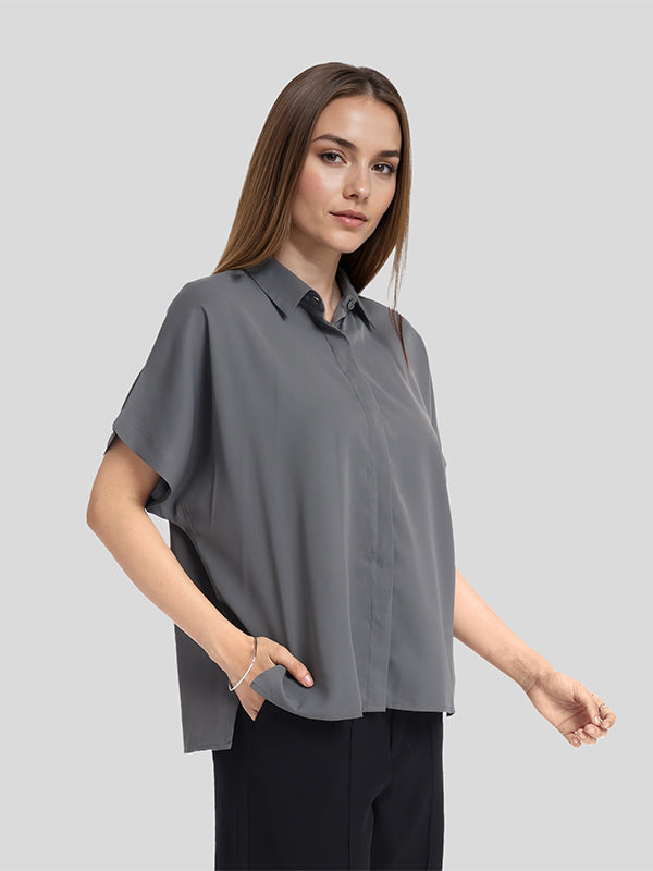 Chic By Tokyo Talkies Women Grey Solid Regular Top - Grey - Image 6