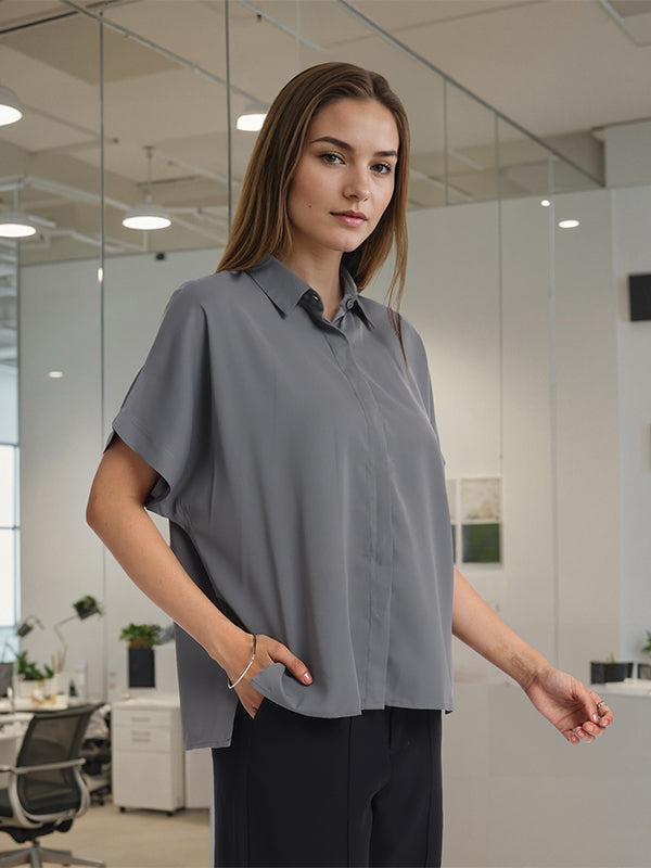 Chic By Tokyo Talkies Women Grey Solid Regular Top - Grey - Image 7