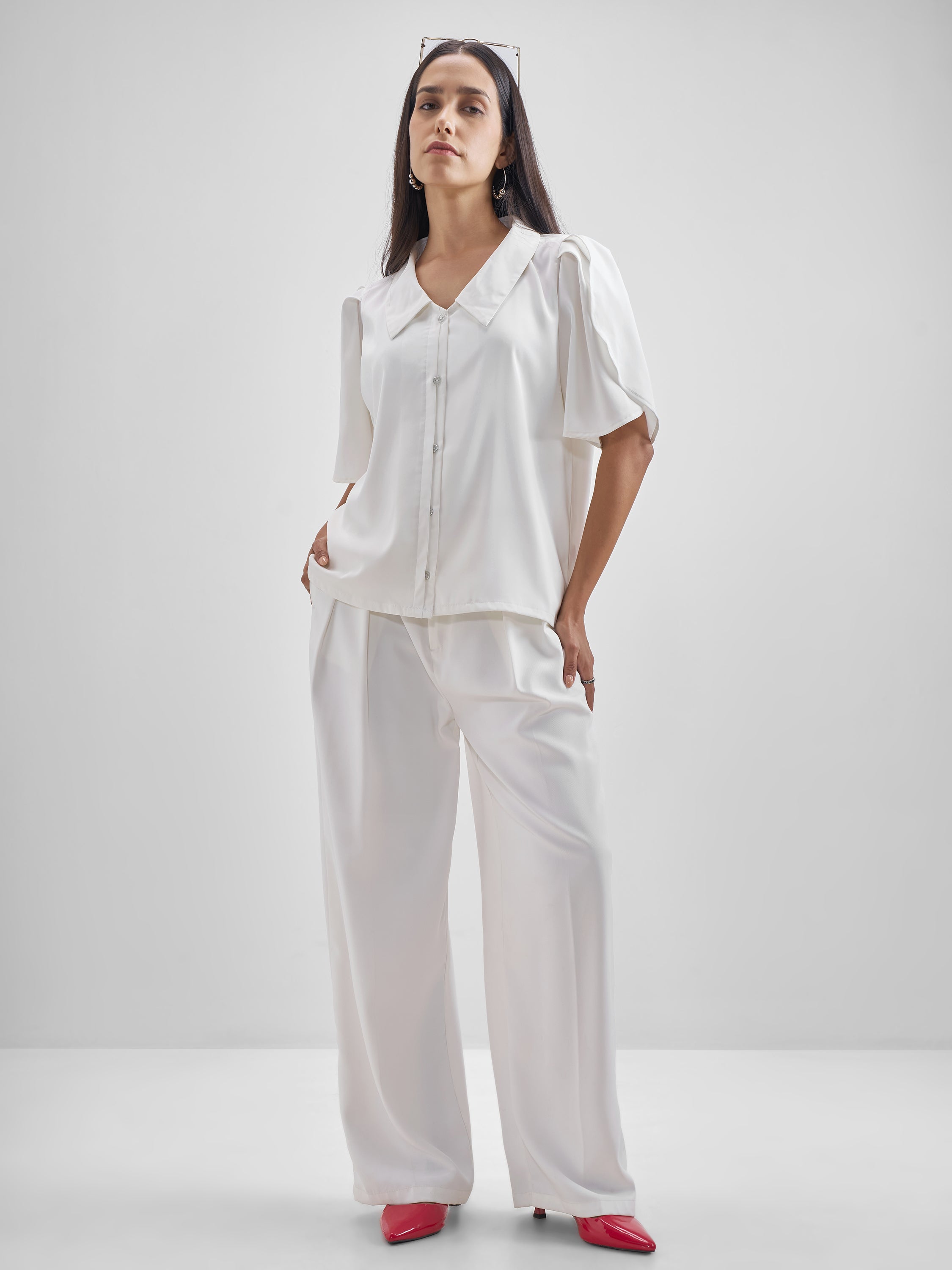 Chic By Tokyo Talkies Women White Solid Shirt Style Top - White - Image 2
