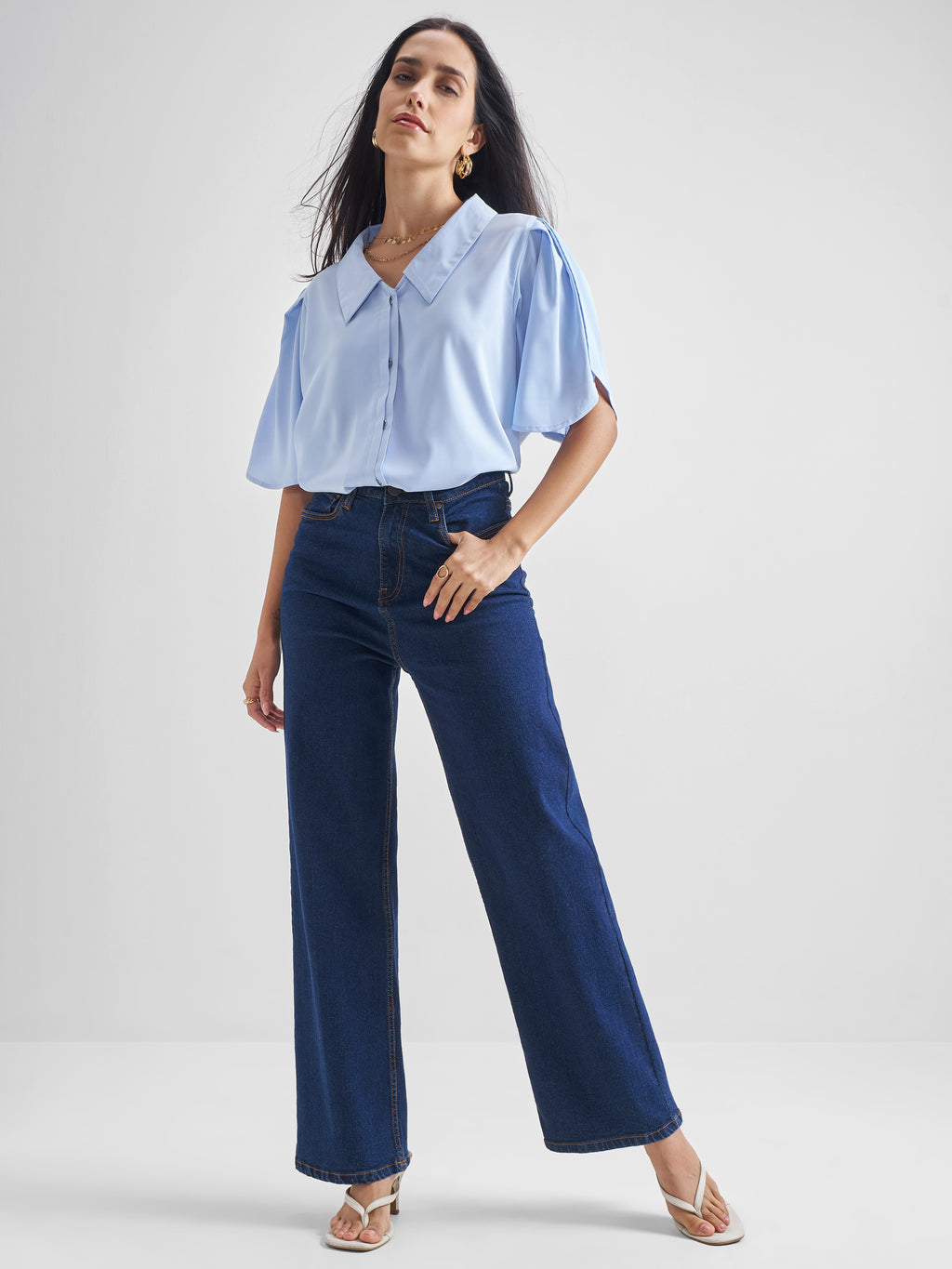 Chic By Tokyo Talkies Women Blue Solid Regular Top - Blue - Image 2