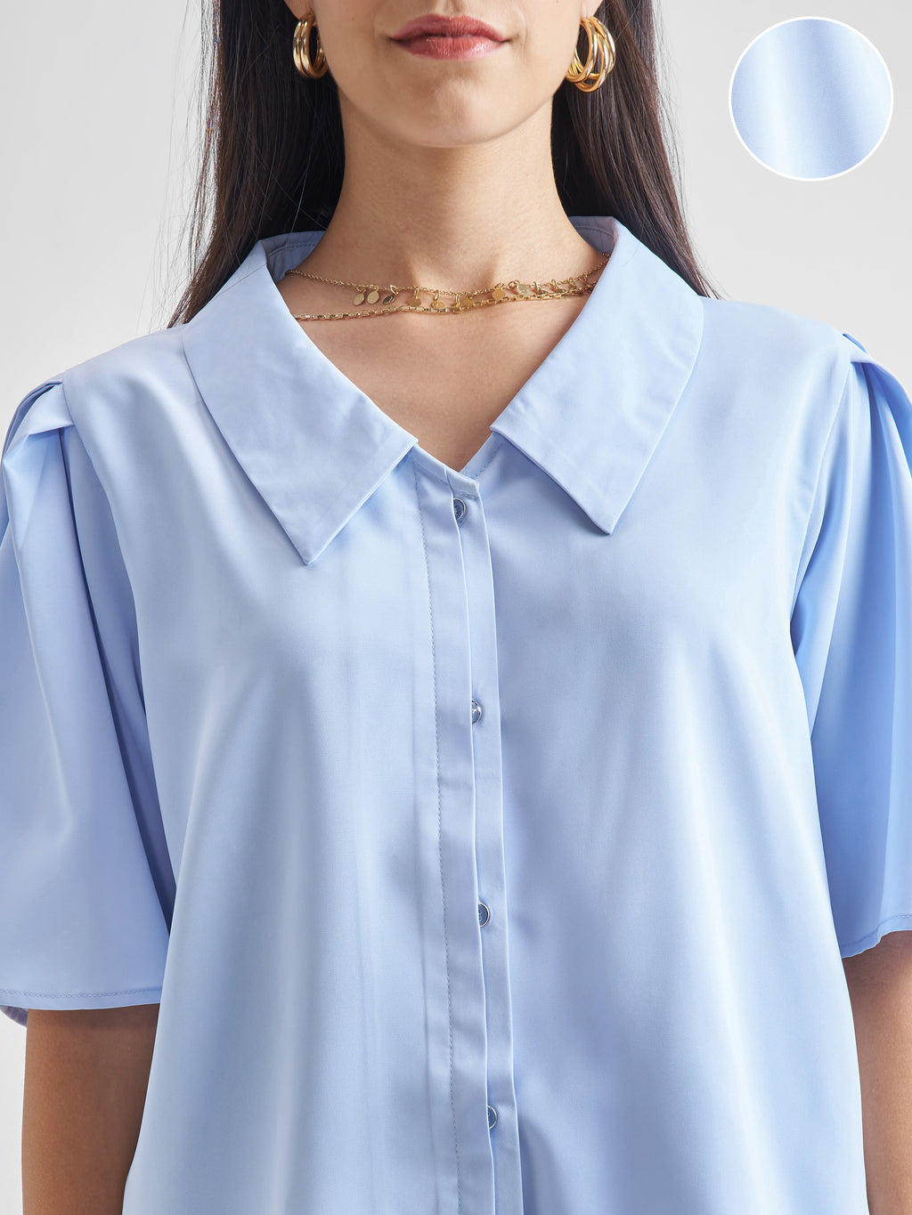 Chic By Tokyo Talkies Women Blue Solid Regular Top - Blue - Image 5