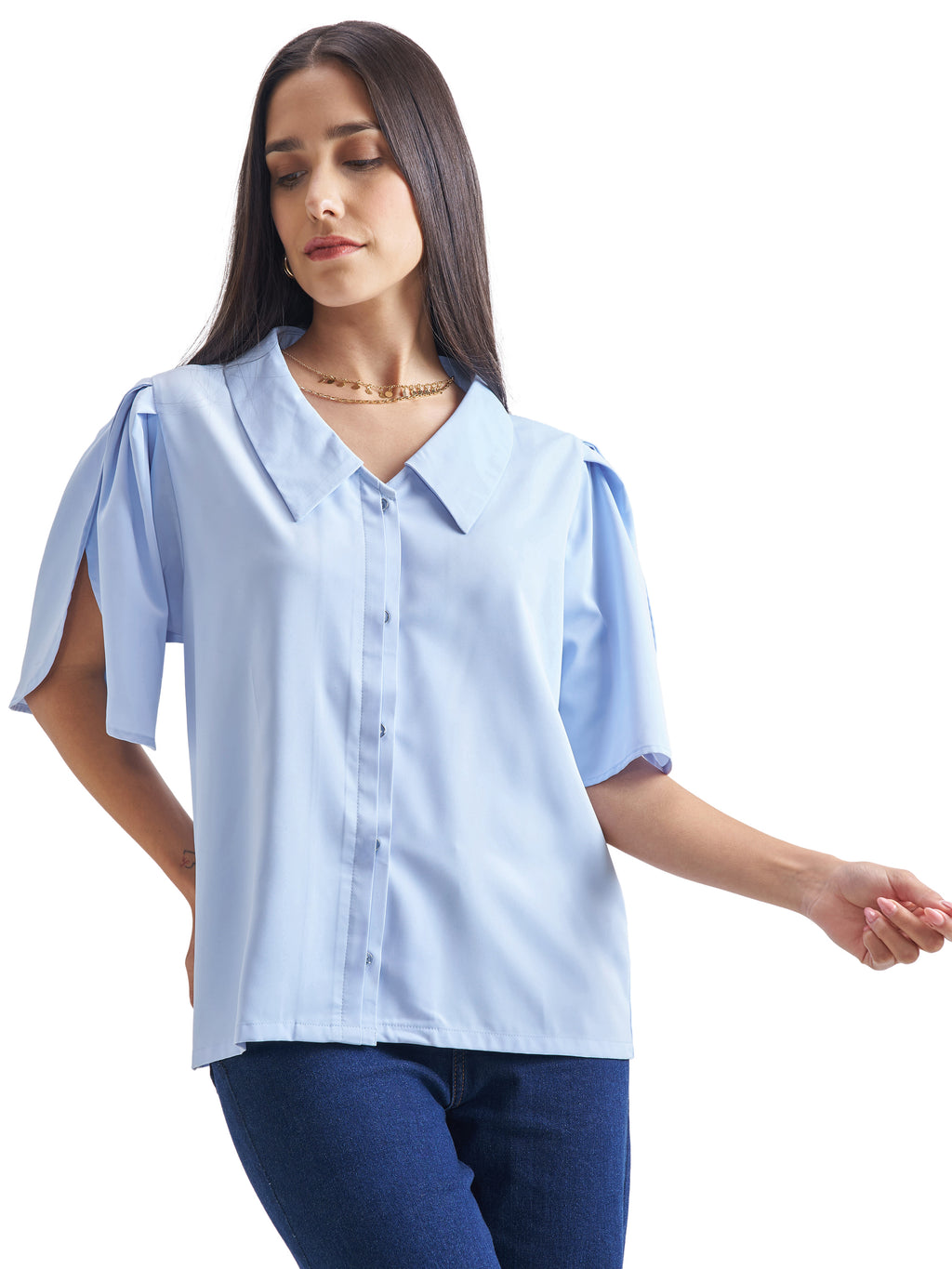 Chic By Tokyo Talkies Women Blue Solid Regular Top - Blue - Image 7
